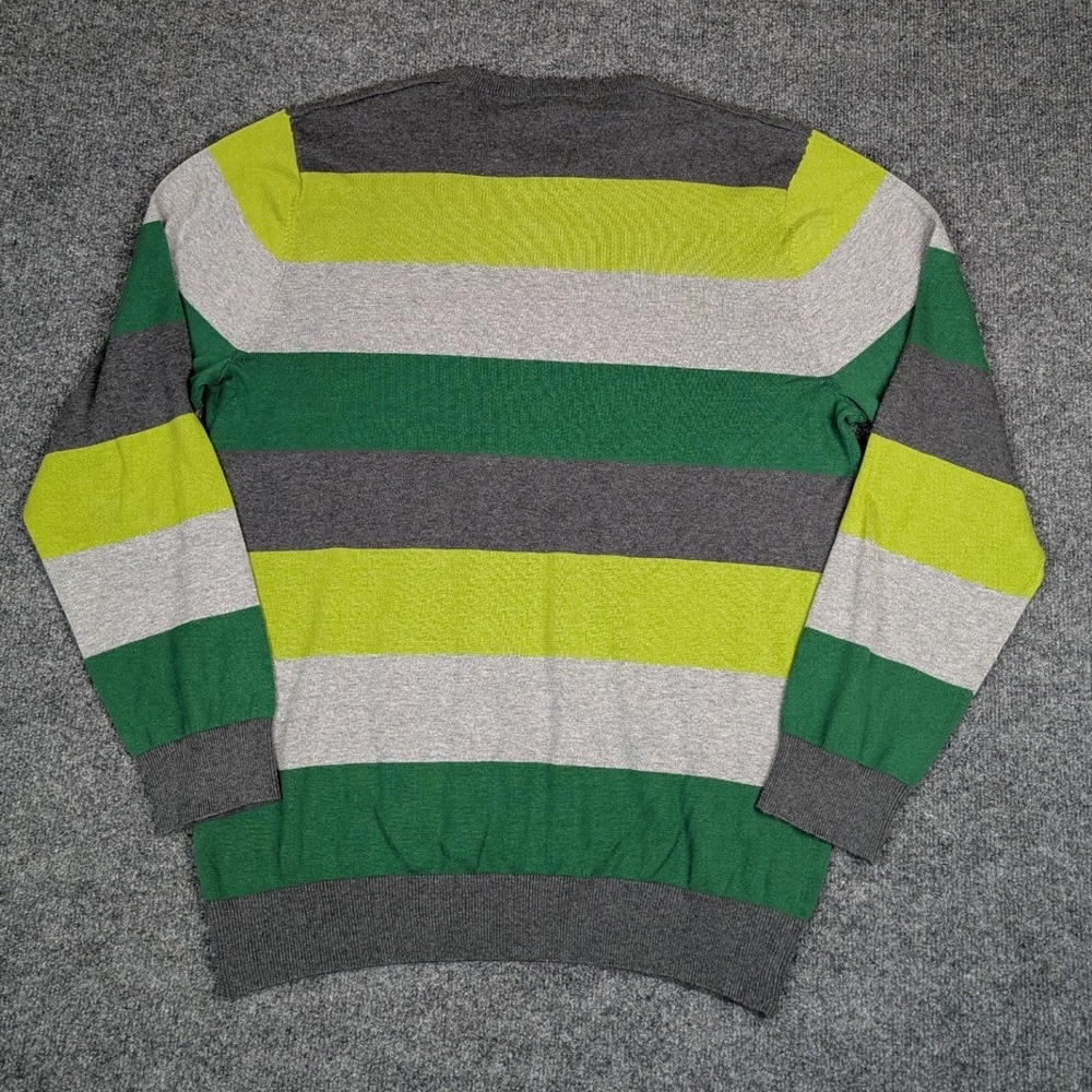Old Navy Mens XL Striped Crewneck Sweater Green Grey Lime 100% Cotton NWT